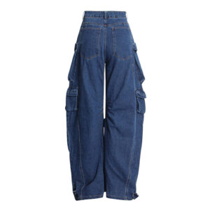 Multi Bag Wide Leg Jeans Autumn Winter Fashionable Cargo